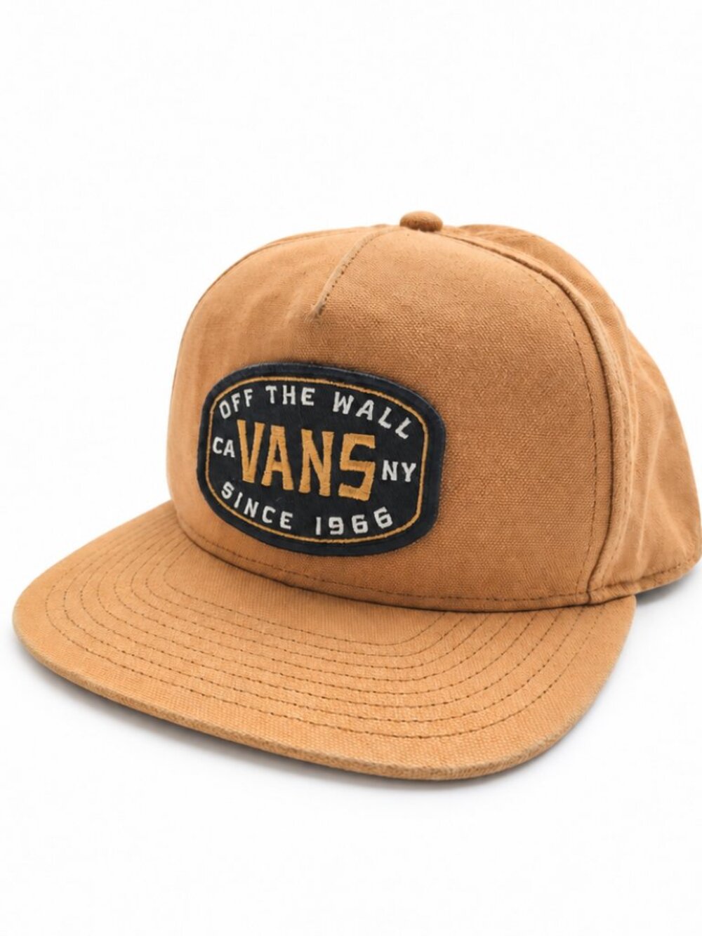 Vans Off The Wall Tan Brown Snapback Hat Since 1966 Patch Cap